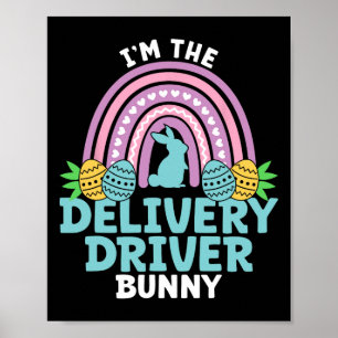 Affiche Joyeuse fête de Pâques Je suis le lapin chauffeur