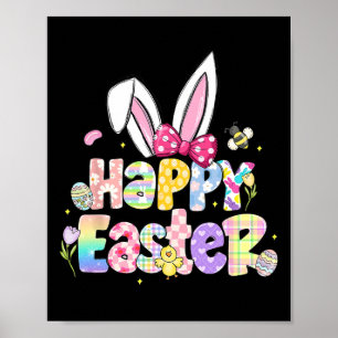 Affiche Joyeuse fête de Pâques Mignon oeuf lapin Célébrez