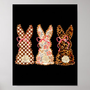 Affiche Joyeuse fête de Pâques Trois Lapins Drôle de Lapin