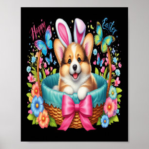 Affiche Joyeuse fête de Pâques Welsh Corgi amoureux de chi