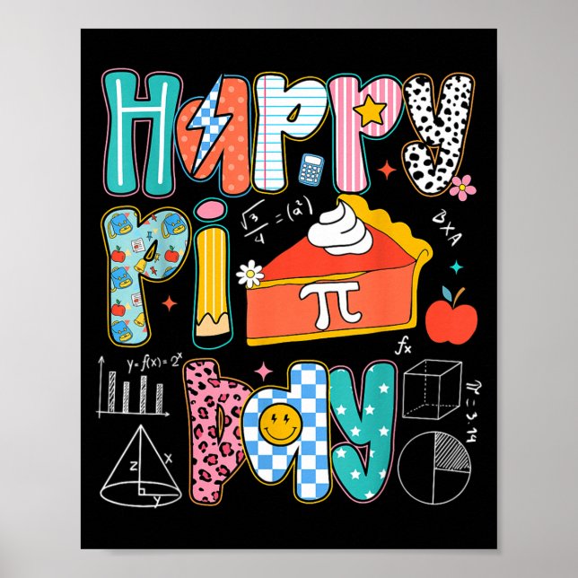 Affiche Joyeuse fête de Pi Drôle de professeur de maths Pr (Devant)