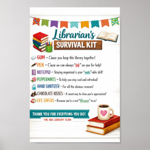 Affiche Joyeuse fête des bibliothécaires scolaires   Merci