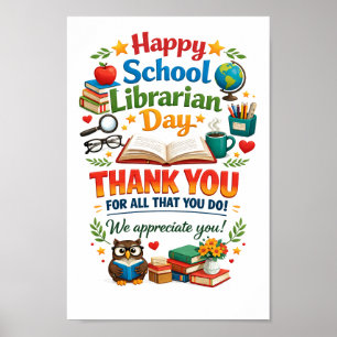 Affiche Joyeuse fête des bibliothécaires scolaires   Merci
