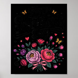 Affiche Joyeuse fête des mères 2026 bouquet floral vintage