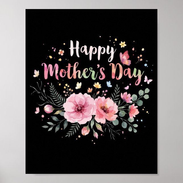 Affiche Joyeuse fête des Mères 2026 Fleurs mignonnes pour  (Devant)