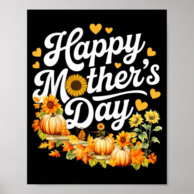 Affiche Joyeuse fête des mères drôle fleurs mignonnes pour (Devant)
