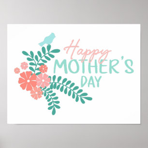 Affiche Joyeuse fête des mères fleur printanière mignonne 