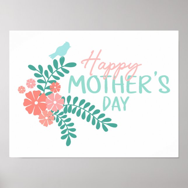 Affiche Joyeuse fête des mères fleur printanière mignonne  (Devant)