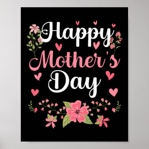 Affiche Joyeuse fête des mères maman mignonne Florale femm