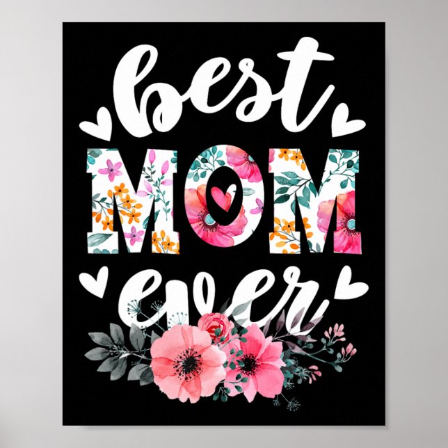 Affiche Joyeuse Fête des mères Meilleure maman jamais Flor (Devant)
