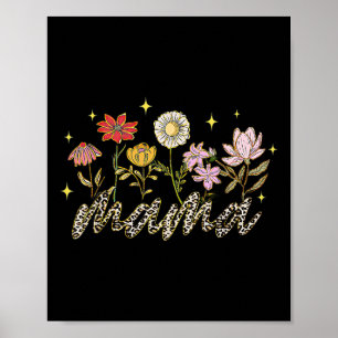 Affiche Joyeuse Fête des mères Tee Fleur sauvage Mama Leop