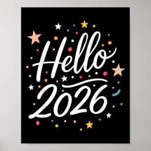 Affiche Joyeuse fête du Nouvel An 2026 Famille Hommes corr