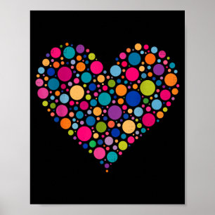 Affiche Joyeuse Fête Du Point Cœur Femme Polka Colorée N