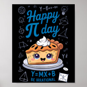 Affiche Joyeuse Fête Pi Mignonne Tarte Drôle Prof De Maths
