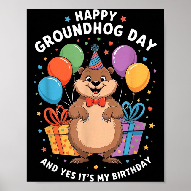 Affiche Joyeuse journée de la marmotte et c'est mon annive (Devant)