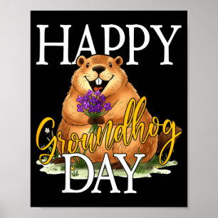 Affiche Joyeuse journée de la marmotte Mème drôle de marmo