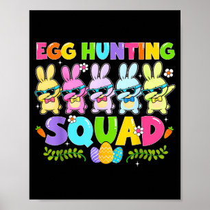 Affiche Joyeuse journée de Pâques lapin chasse aux œufs éq