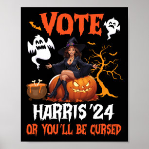 Affiche Joyeuse journée d'Halloween Votez Harris 2024 Ou v