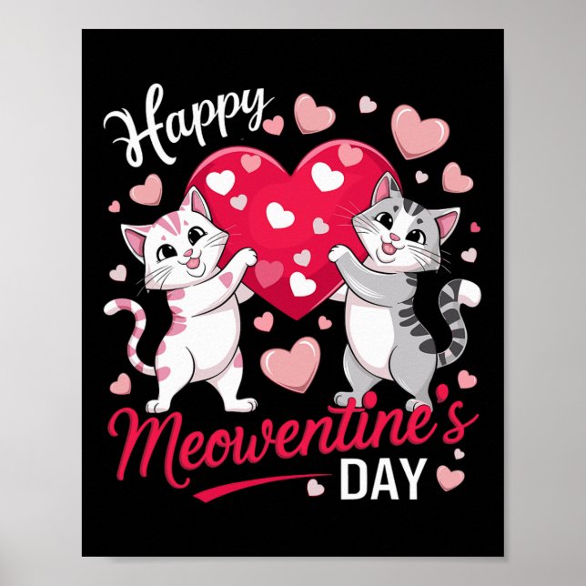 Affiche Joyeuse Meowentine Saint Valentin Drôle Mignon Amo (Devant)