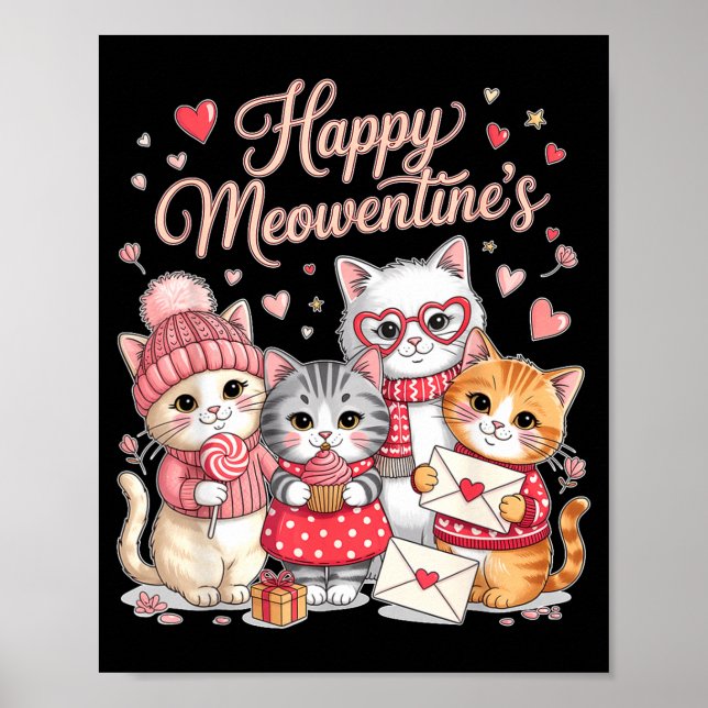 Affiche Joyeuse Meowentines Mignonne Saint Valentin Amateu (Devant)