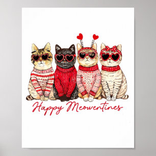 Affiche Joyeuse Meowentines Mignonne Saint-Valentin Amateu