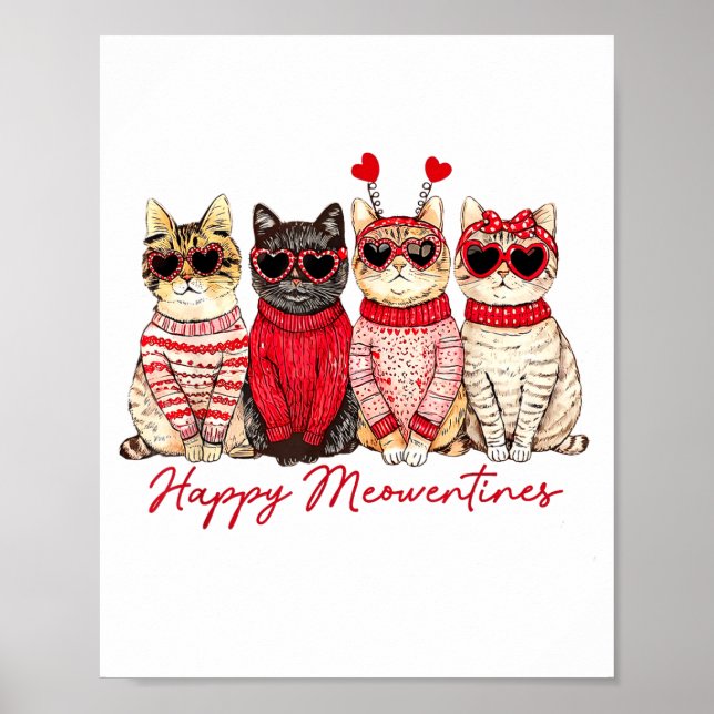 Affiche Joyeuse Meowentines Mignonne Saint-Valentin Amateu (Devant)