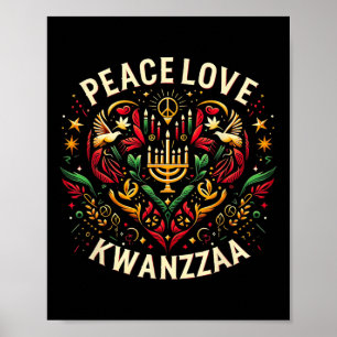 Affiche Joyeuse paix de Kwanzaa avec amour Kwanzaa Amer af