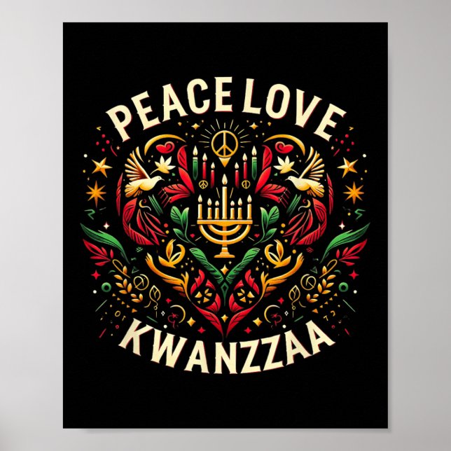 Affiche Joyeuse paix de Kwanzaa avec amour Kwanzaa Amer af (Devant)