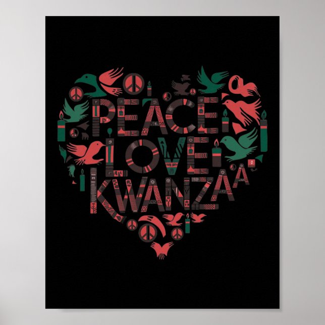 Affiche Joyeuse paix de Kwanzaa avec amour Kwanzaa Amer af (Devant)