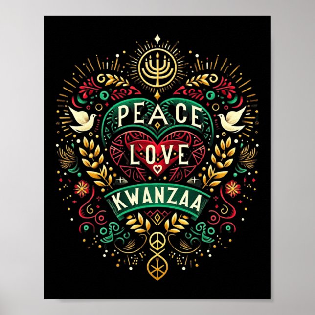 Affiche Joyeuse paix de Kwanzaa avec amour Kwanzaa Amer af (Devant)