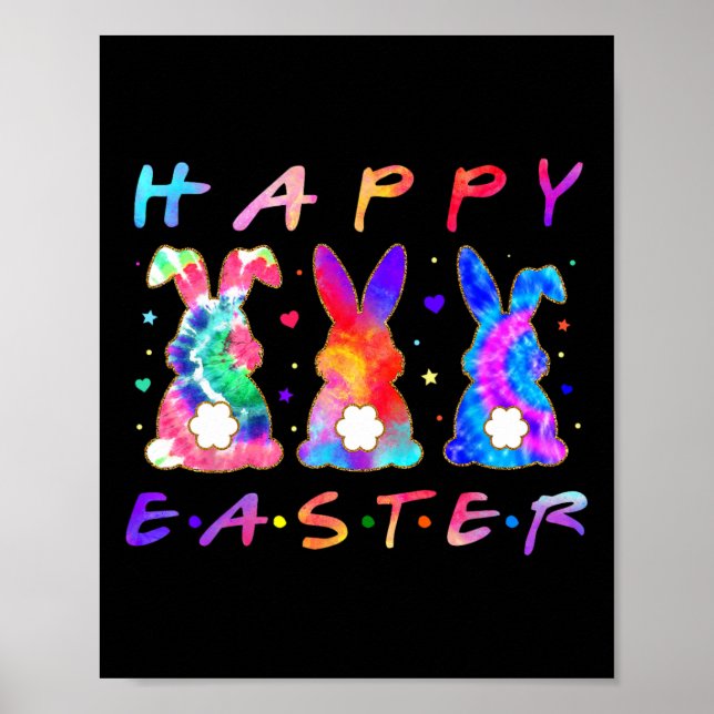 Affiche Joyeuse Pâques pour les femmes Blanc Lapin de Pâqu (Devant)