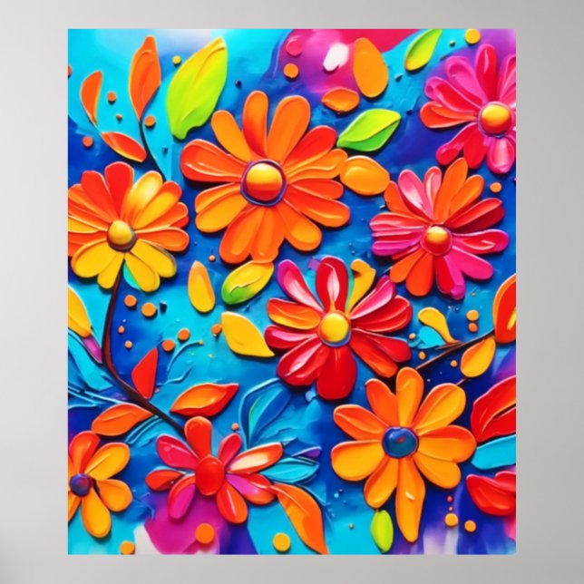 Affiche Joyeuse peinture florale (Devant)
