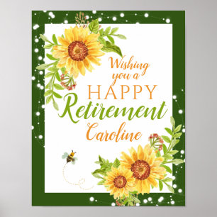 Affiche Joyeuse retraite Florale Jaune Tournesol