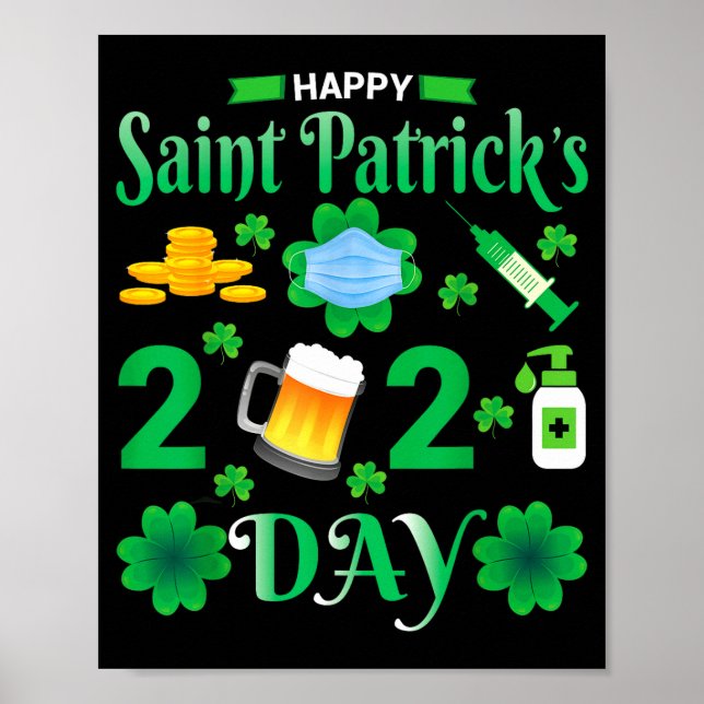 Affiche Joyeuse Saint-Patrick 2024 Visage de Trèfle Irland (Devant)