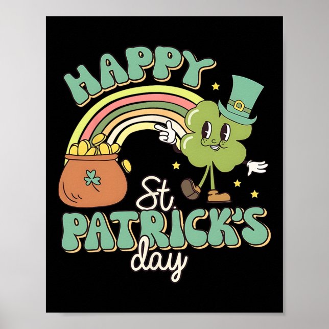 Affiche Joyeuse Saint-Patrick Groovy Trèfle Trèfle Pour F (Devant)