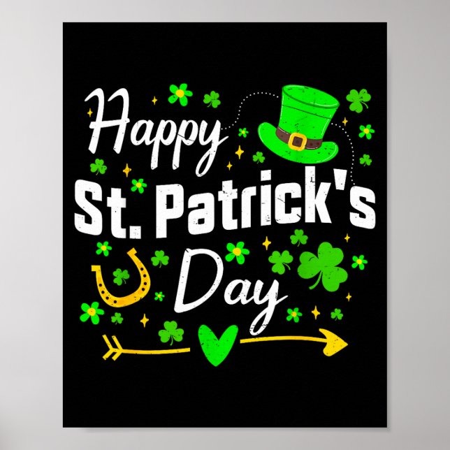 Affiche Joyeuse Saint-Patrick hommes femmes trèfle irlanda (Devant)