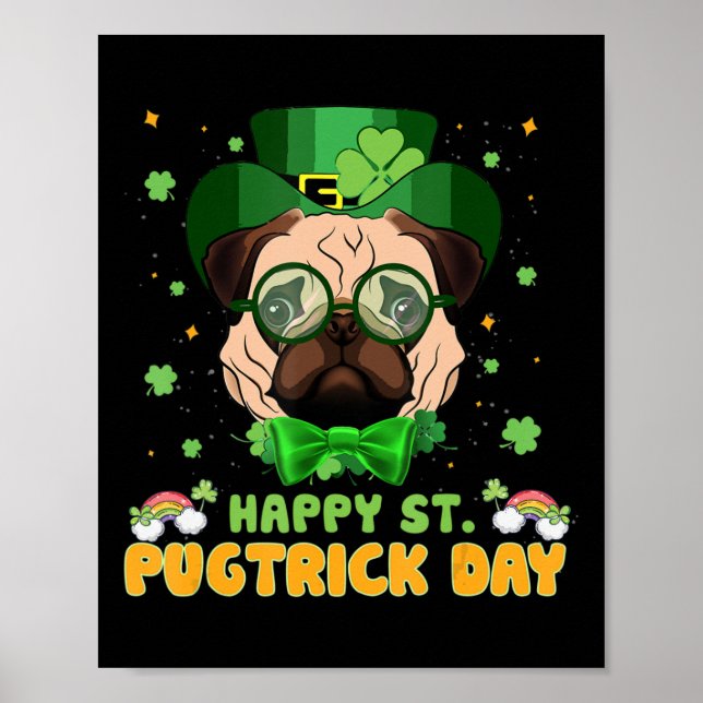 Affiche Joyeuse Saint Pugtrick Day - Fun St Patrick Day Ca (Devant)