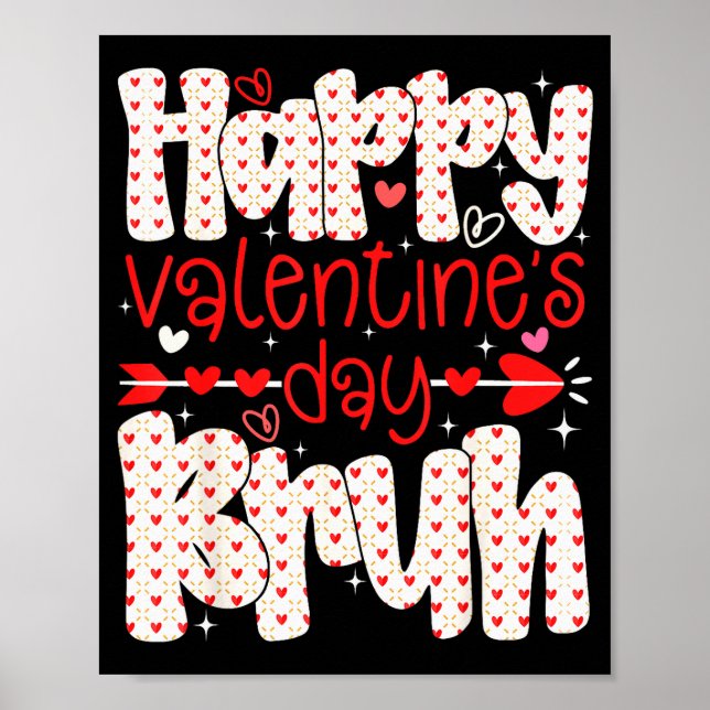 Affiche Joyeuse Saint-Valentin Bruh Meme Cœur Rétro Garçon (Devant)