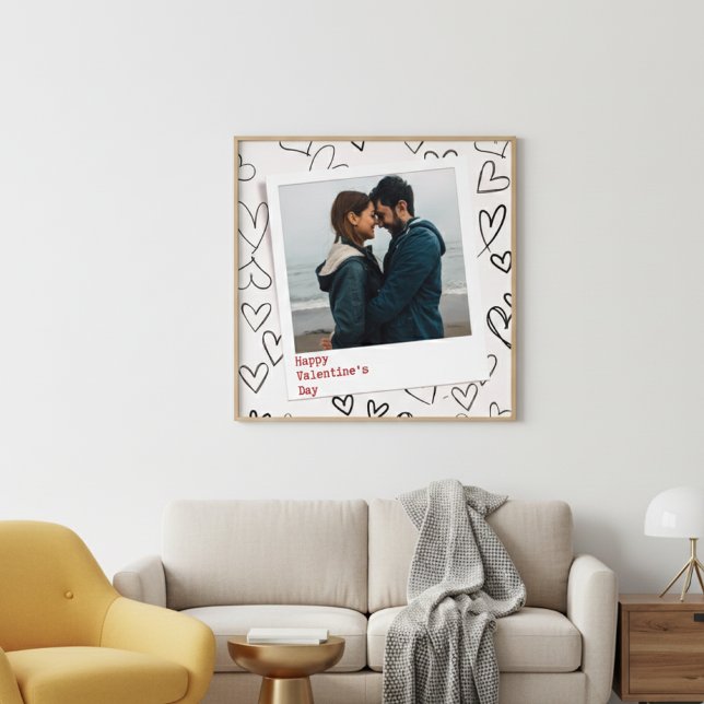 Affiche Joyeuse Saint-Valentin Cœur rose Couple Photo (Créateur téléchargé)
