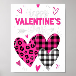 Affiche Joyeuse Saint-Valentin Cœurs Filles Femmes Léopard
