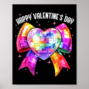 Affiche Joyeuse Saint-Valentin Coquette Disco Ball Cœur Fi