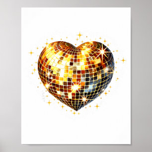 Affiche Joyeuse Saint-Valentin Drôle Or Coquette Disco Ba