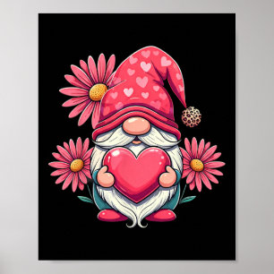 Affiche Joyeuse Saint-Valentin Gnome avec tournesol léopar