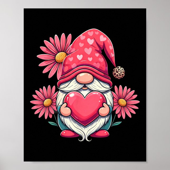 Affiche Joyeuse Saint-Valentin Gnome avec tournesol léopar (Devant)