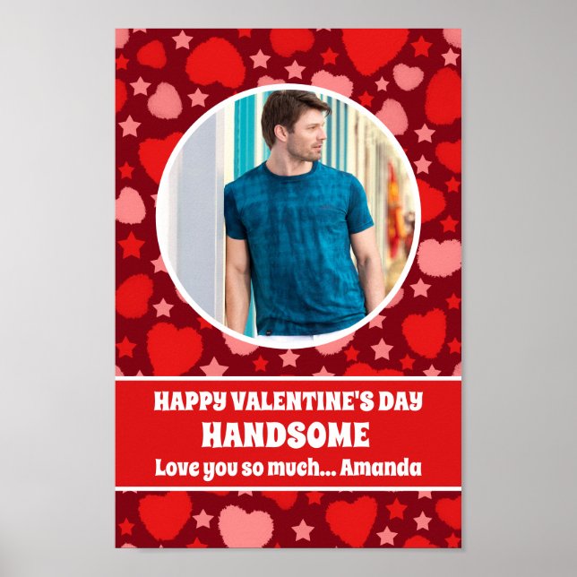 Affiche Joyeuse Saint-Valentin Photo Personnalisée Beau Ga (Devant)