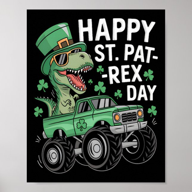 Affiche Joyeuse St Pat-rex Patricks Day Dinosaure Monstre  (Devant)