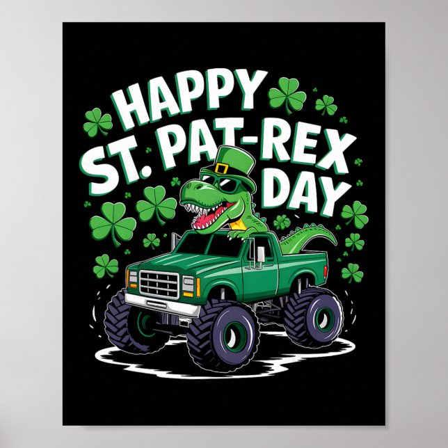 Affiche Joyeuse St Pat-rex Patricks Day Dinosaure Monstre  (Devant)