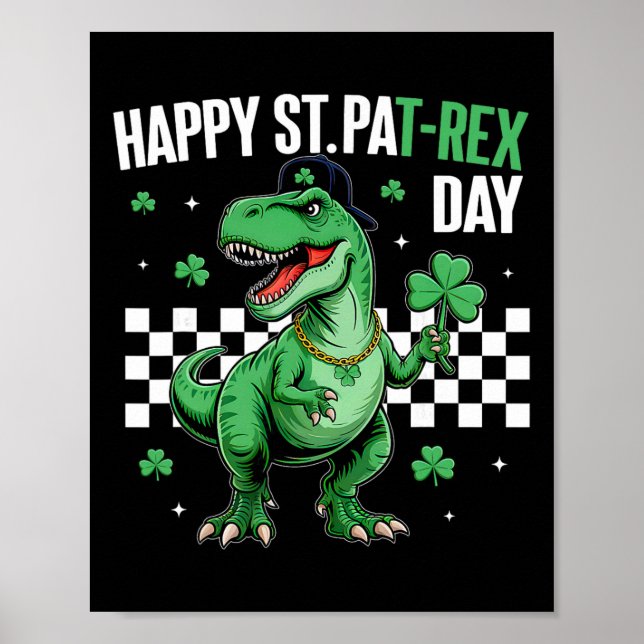 Affiche Joyeuse St Pat T-rex Day Garçons Enfants Dinosaure (Devant)