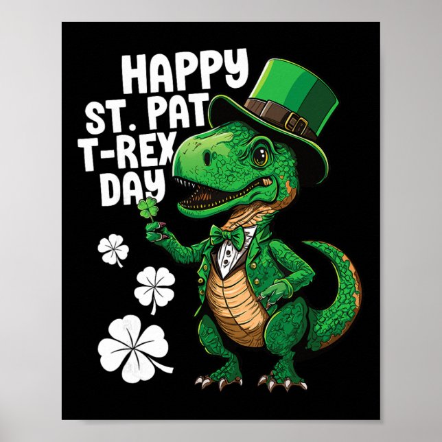 Affiche Joyeuse St Pat T-rex Day St Patricks Day Dinosaure (Devant)