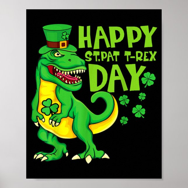 Affiche Joyeuse St Pat T Rex journée St Patrick dinosaure (Devant)